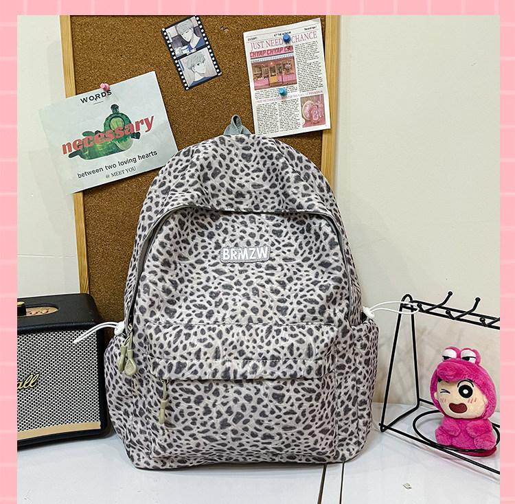 Schoolbag Leopard Print Casual Schoolbag Junior High School Student Girl Ins Style Niche High Value High School Student Backpack College Student