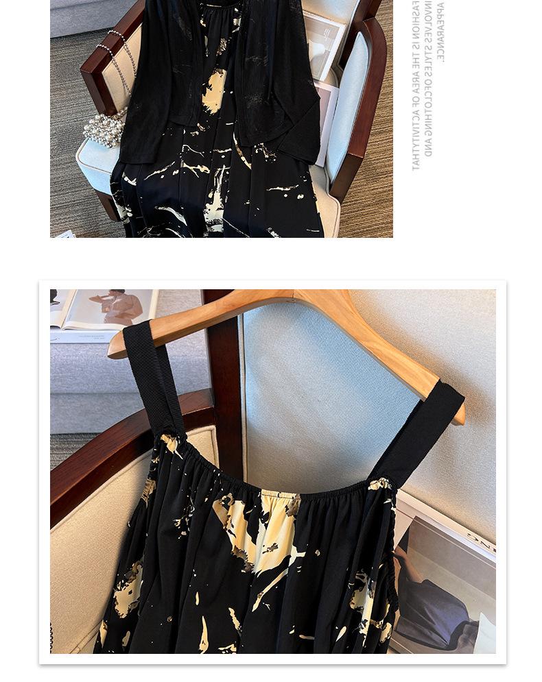 Elegant Floral Two-Piece Summer Dress for Plus Size Women - Pear-Shaped Slimming Camisole Set