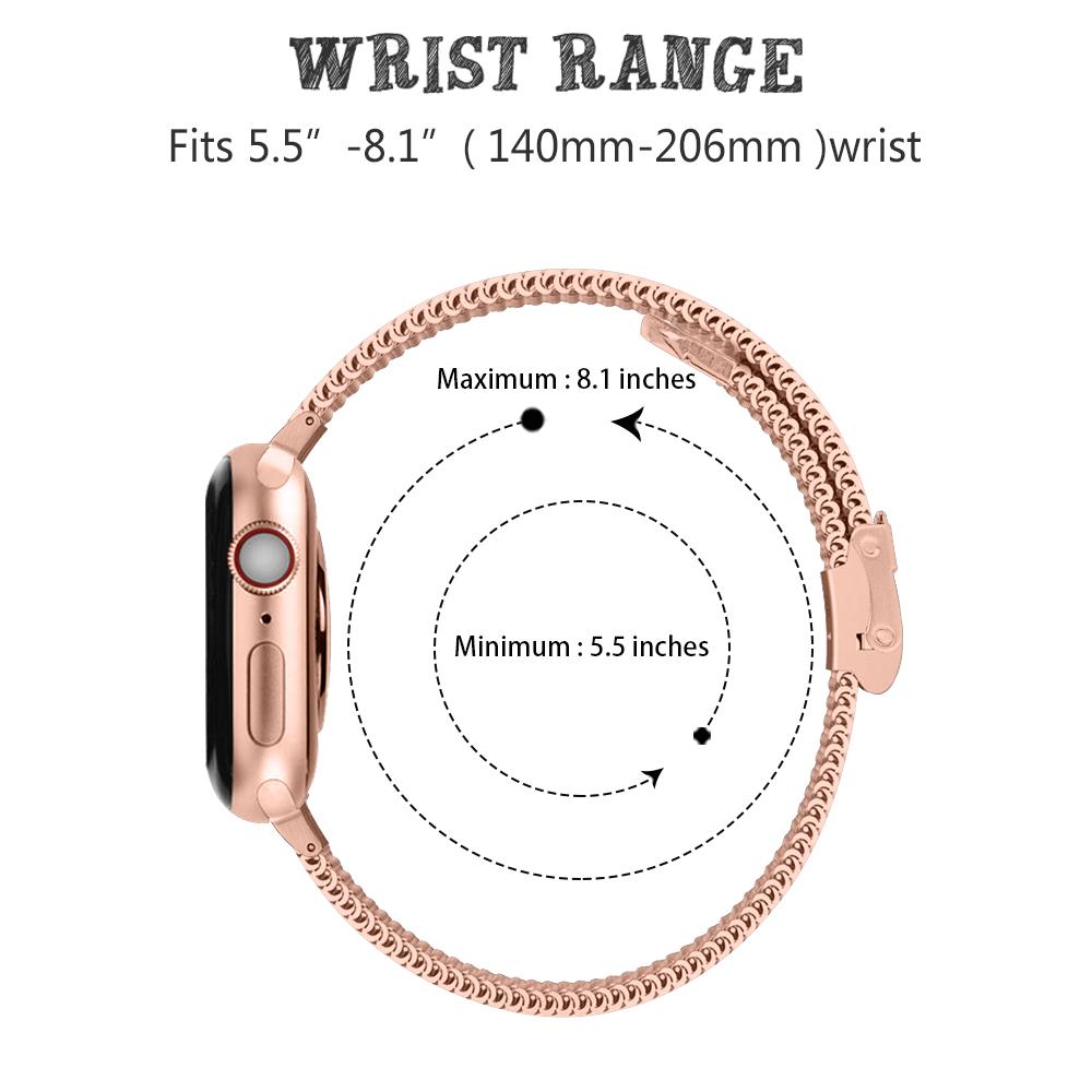 

For Apple Watch Series 10 42mm/9 8 7 41mm/SE (2023) SE (2022) SE 6 5 4 40mm/3 2 1 38mm Milanese Stainless Steel Magnetic Mesh Watch Band Rose Gold