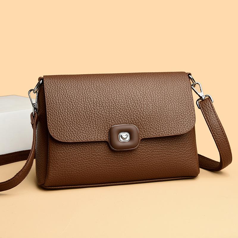 Small Square Women's Bag Fashionable Single-shoulder Crossbody Bag with Lychee Pattern