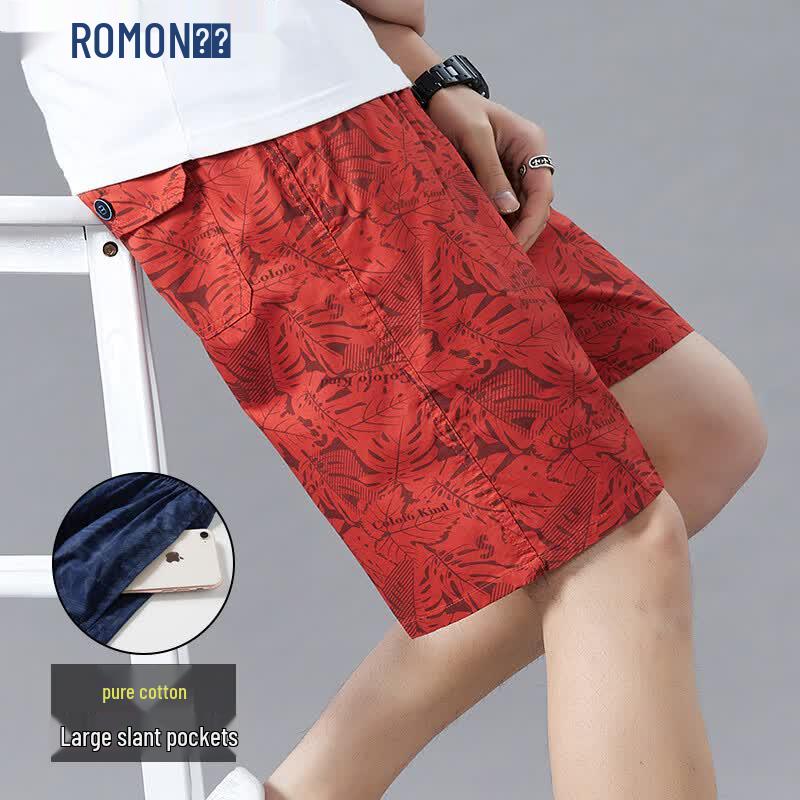 ROMON Men s Summer Loose-Fit Cotton Cargo Beach Shorts 3XL