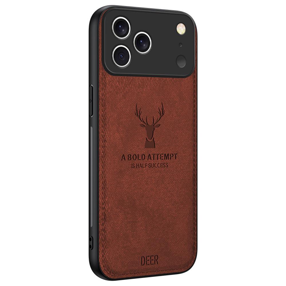 For iPhone 17 Pro Case Deer Pattern Cloth Texture PU + PC + TPU Phone Cover