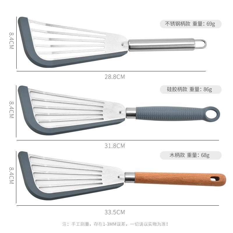 Wiederverwendbarer attraktiver Pfannenwender für Tofu, Fischsteak, Schlitzwender, leichter Fischspatel mit Holzgriff für Esszimmer-Küchenutensilien