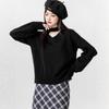 New Autumn and Winter Black V-neck Sweater for Women in Spring and Autumn with Long-sleeved Bottoming Shirt and Halterneck Knitted Top