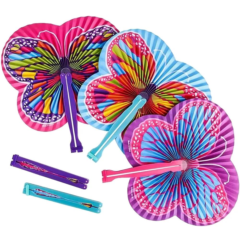 

12Pcs Hand Fan Butterfly Folding Fan Birthday Party Favors Decoration Birthday Girl Pinata Toy June Party Baby Shower