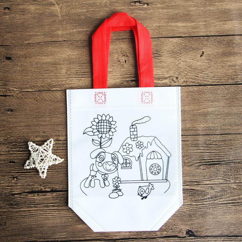 Non-Woven Graffiti Bag Diy Garbage Sorting Bag Children'S Hand-Painted Production Coloring Painting Handbag Material