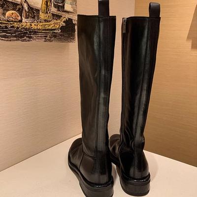 Hroznová matka nový model, uvnitř i vně praná koňská kůže, silný podpatek, vysoké boty se silnou podrážkou, boční zip, jednoduché a úzké jezdecké boty pro ženy