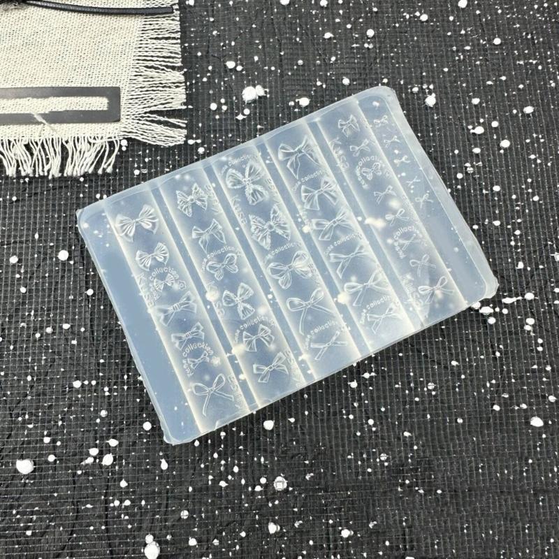 Easy Cleaning Bowknot Nail Art Silicone Mold Flexible Reusable Manicure Nail Charm Mold For DIY Nail Decorations