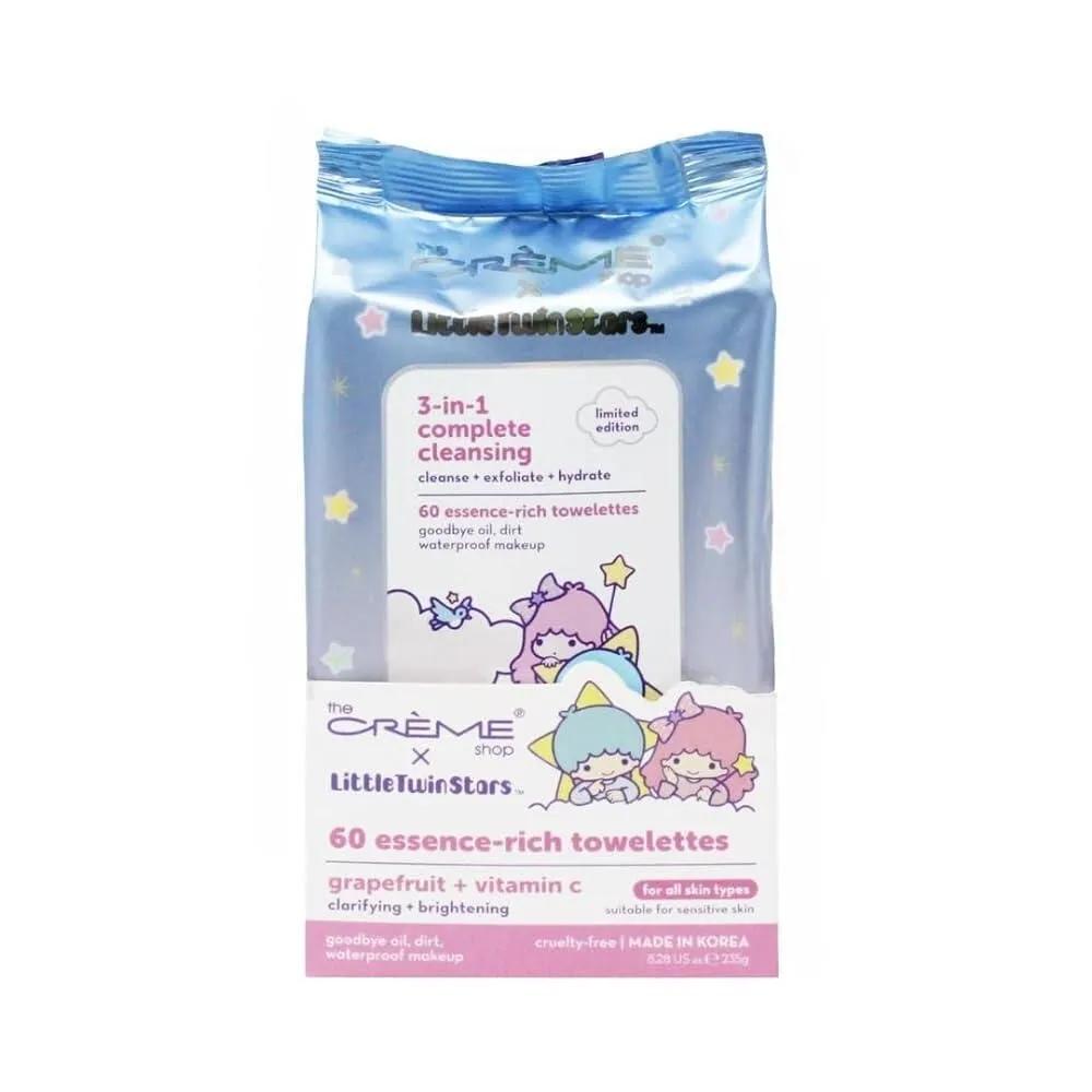 The Crme Shop Little Twin Stars 3-in-1 Complete Cleansing Wipes - Grapefruit Makeup Remover Hydrating Pre-Wet 60 Sheets [Compatible