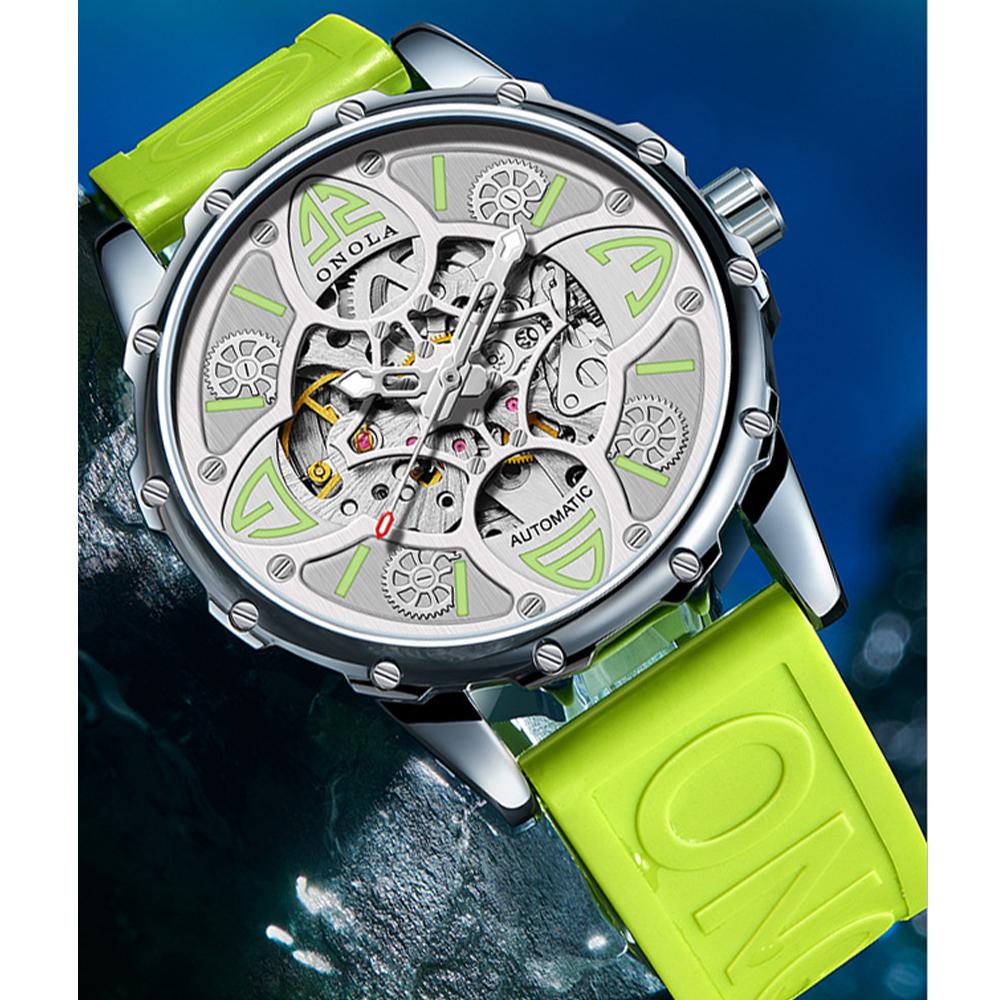 Automatic Watch Hollow Skeleton Mechanical Wristwatches Luxury Stainless Steel Luminous Waterproof Sport Mens Watches Male Gift