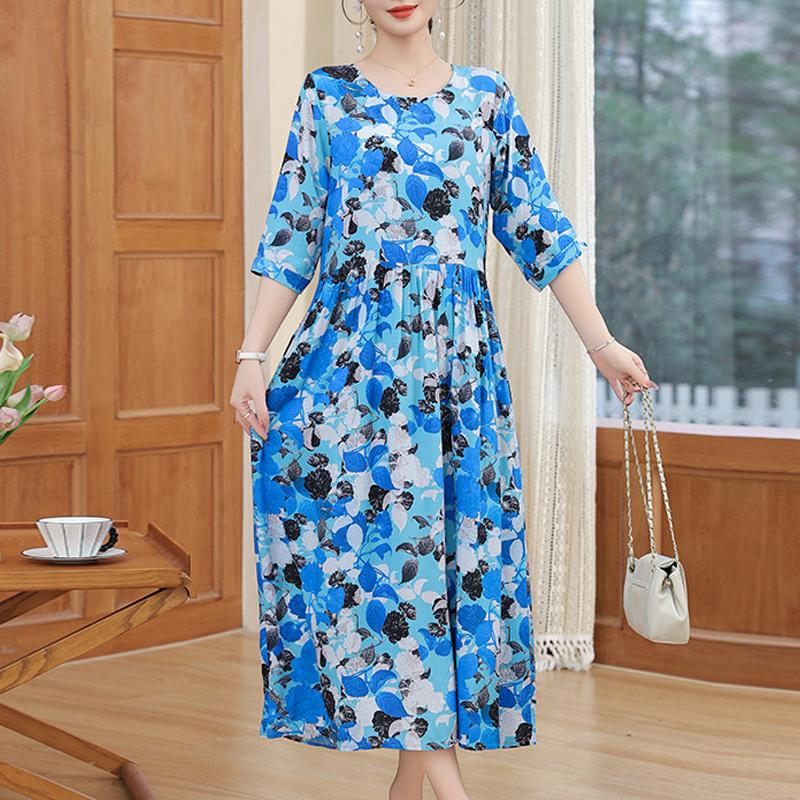 Summer Women for Dresses Casual Print Vintage Elegant Half Sleeve Women's Clothing Plus Size