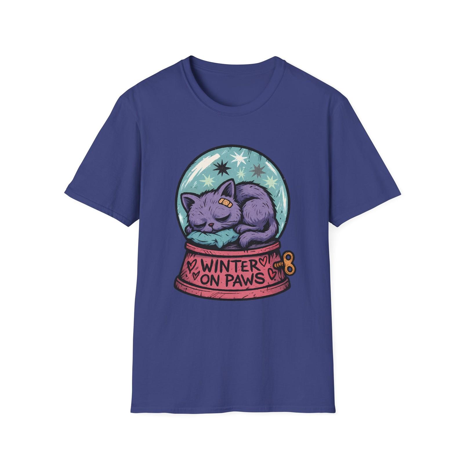 Unisex Softstyle T-Shirt Mens Womens Tees Top Kawaii Kitten Snowglobe Grunge Winter Christmas S