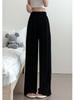 Trousers Female Summer Retro Sense Pleated Wide-legged Trousers Female Thin Drape Wide Loosened Straight Ice Silk Casual Trousers