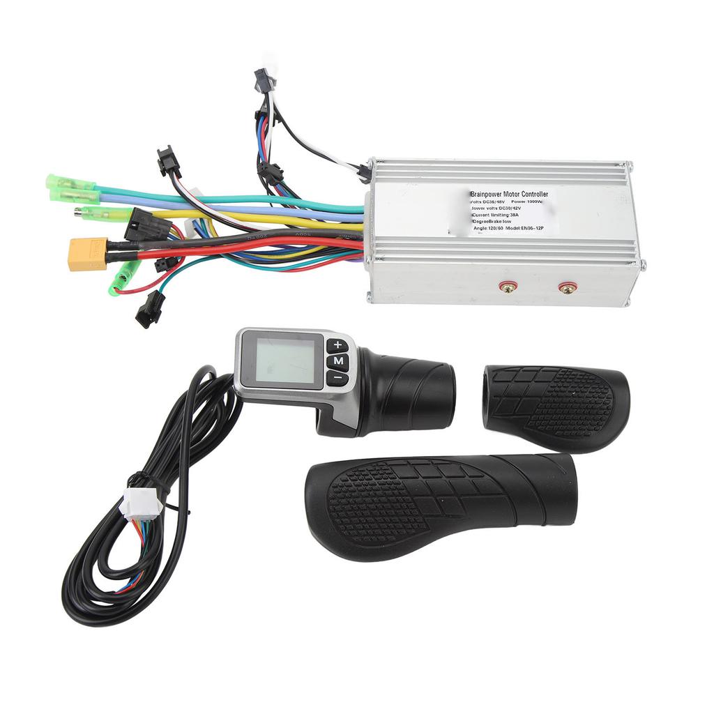 36V 48V 1000W 38A Sine Wave 3 Mode Brushless Controller 124DX Half Twist Throttle Grip with Panel for Electric Bike