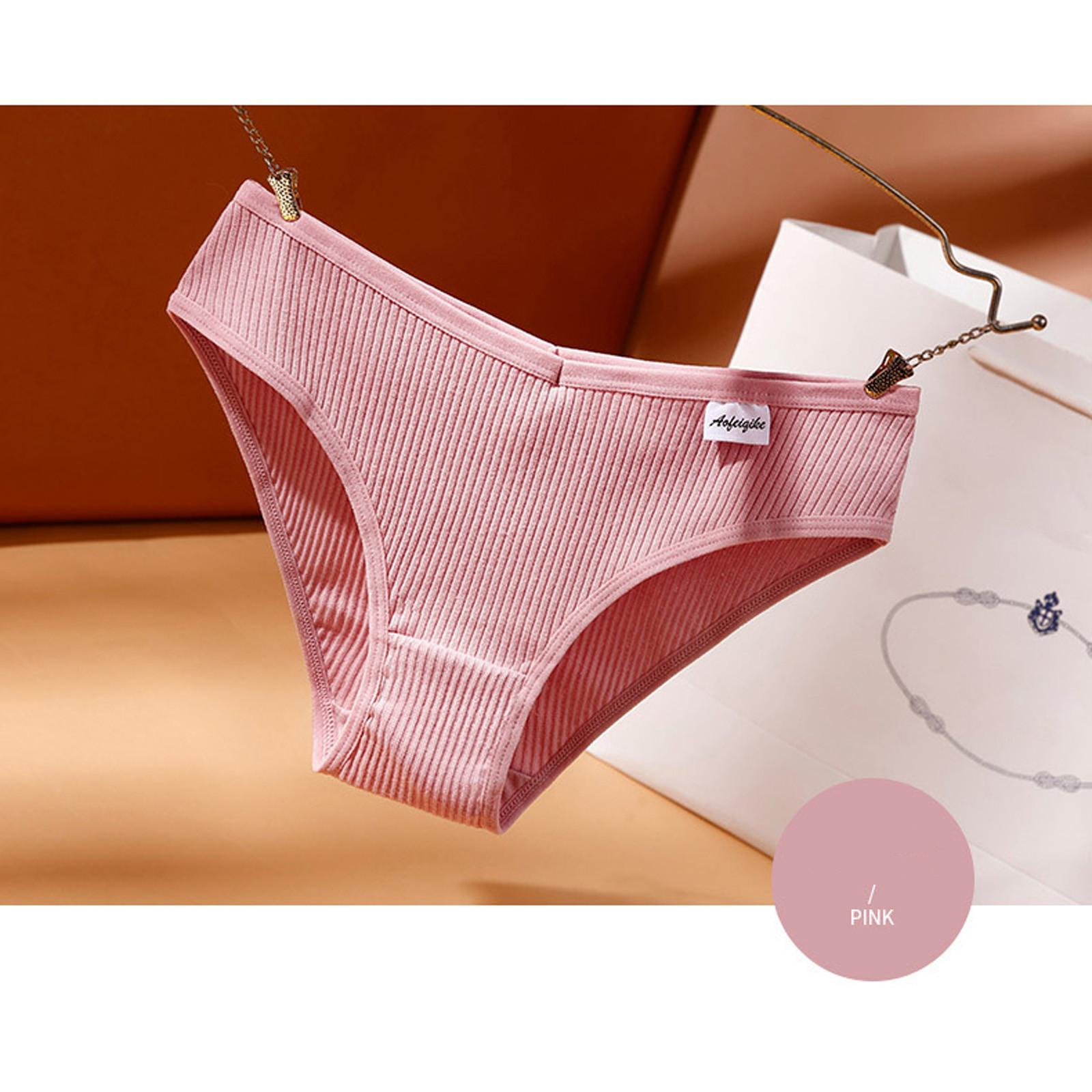 

Женское однотонное кружевное нижнее белье со средней талией, трусики-бикини L розовый