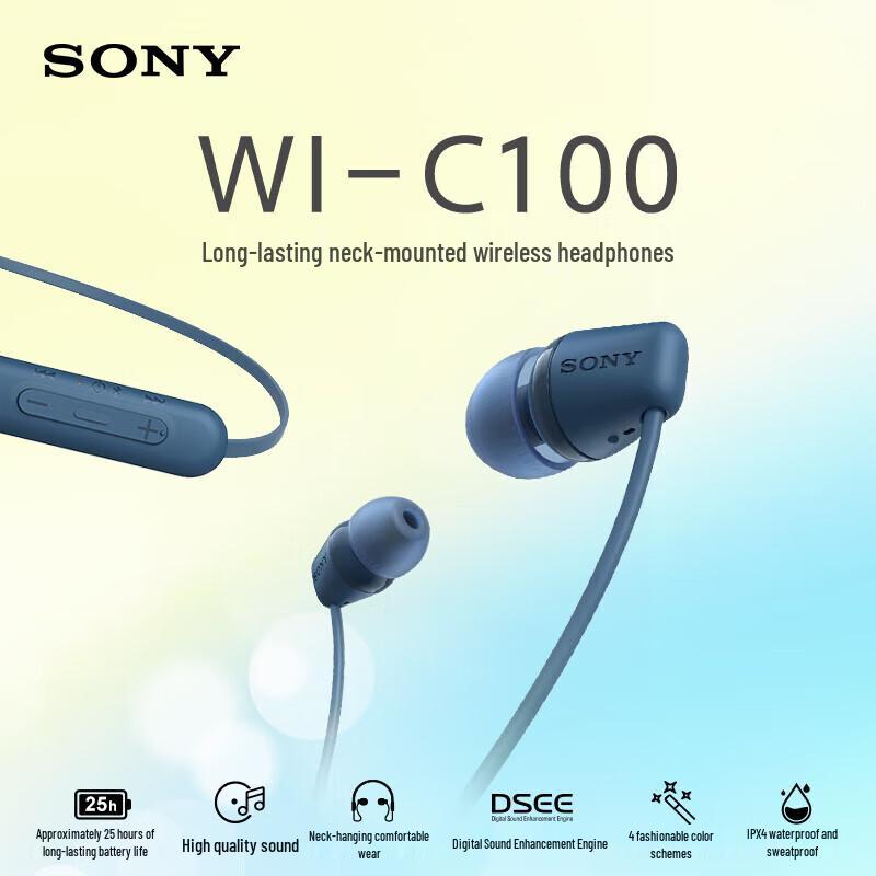 

Sony WI-C100 Wireless Neckband Bluetooth Headphones