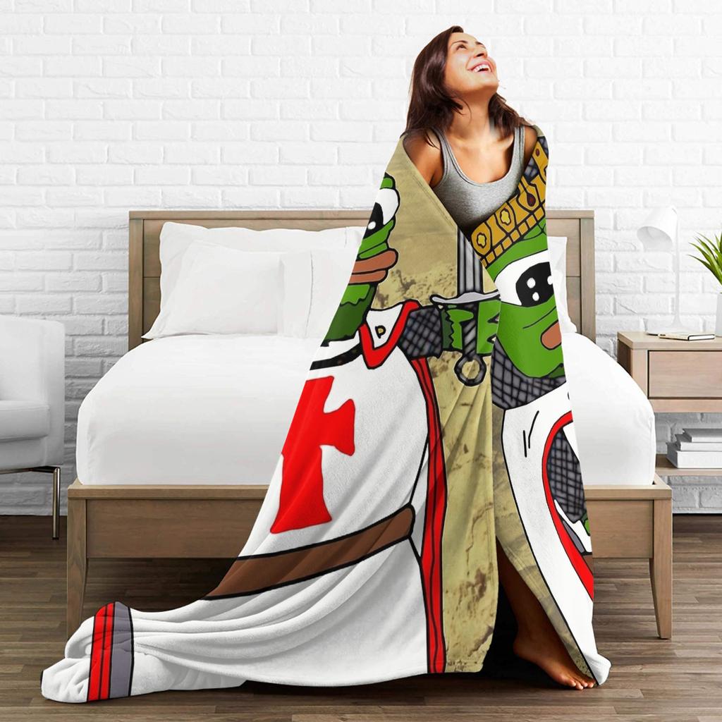 Fancy Pepes Frog Blanket Warm Soft Pattern Plush Throw Blanket For Child Couch Chair Sofa Bed Flannel Bedspread Bed Cover