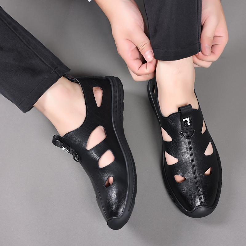 Pánská módní ležérní obuv Kožená módní pánská obuv Ručně vyráběné prodyšné duté mokasíny Luxusní značka Lodní obuv Lehká