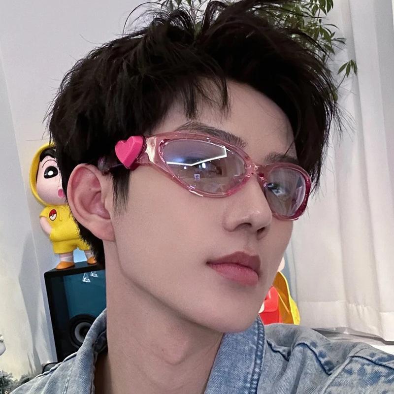 New Arrival Heart Flower Women's Sunglasses Punk Sunglasses Oval Sun Glasses Men Goggle Shades Mirror Colorful Y2K Eyewear