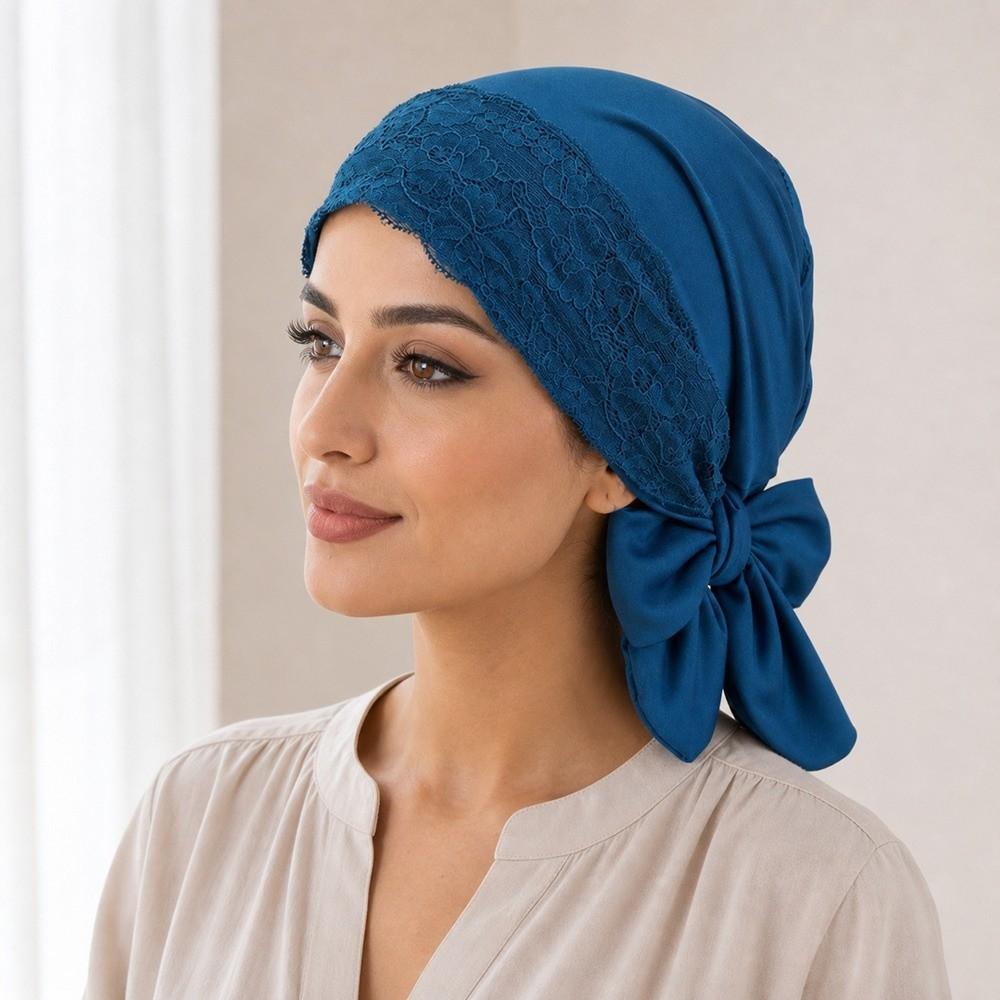 Long Tail Headscarf Hat Solid Color Hijab Caps Fashion Chemo Hat for Women