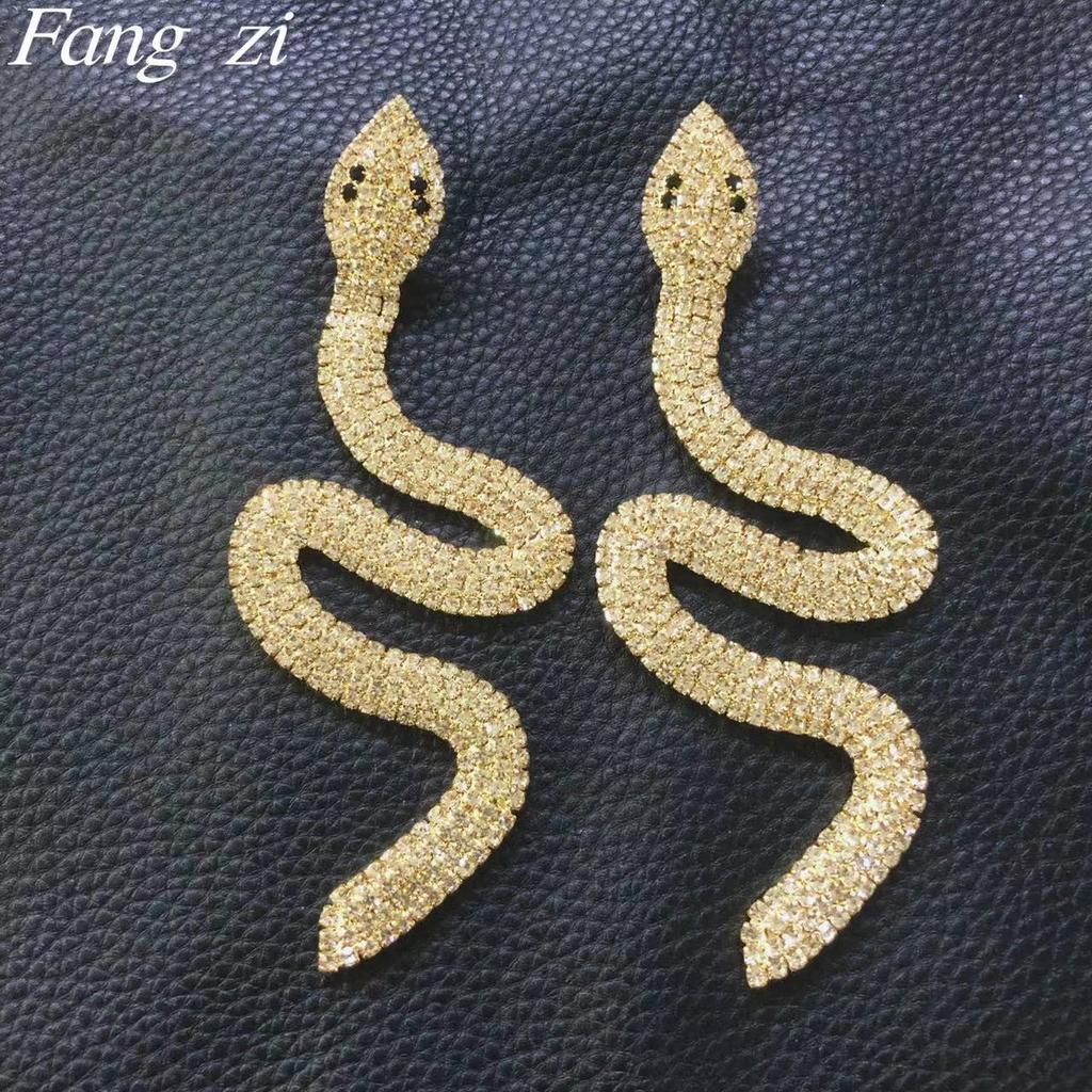 Personalized rhinestone python shape long earrings women's fashionable temperament S-type versatile earrings earrings