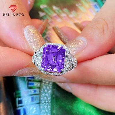 Nuovo brillante viola principessa forma quadrata zircone aperto anelli da donna eleganti accessori per festa matrimonio anniversario regalo gioielli dichiarazione