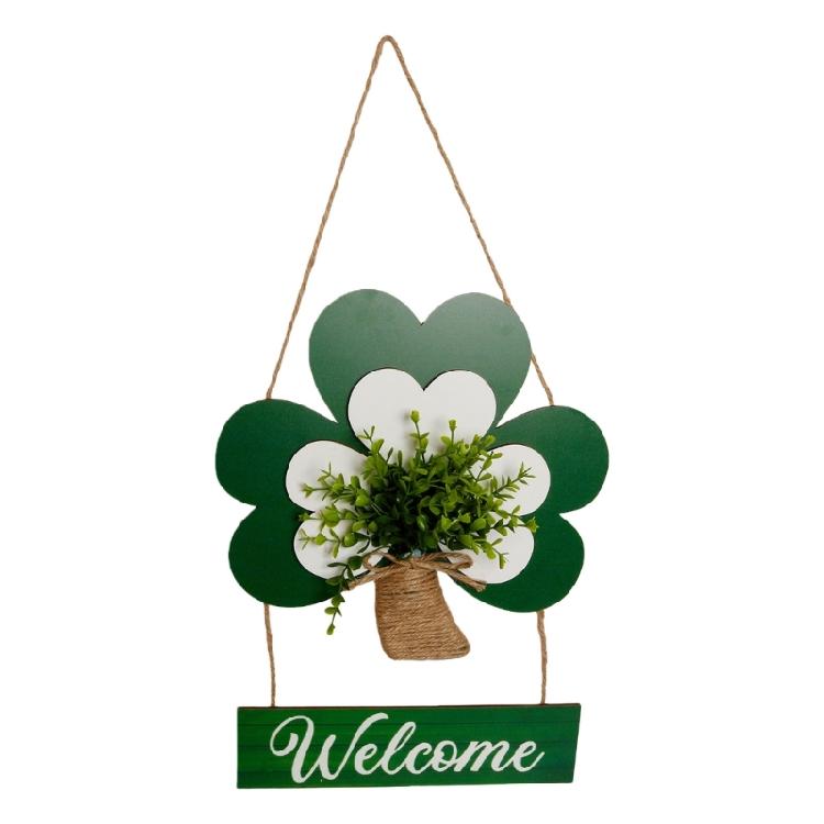 

Easy Install Wood Shamrock Sign for . Patrick s Day Door Hanging Decors Perfect for Creating Festival Atmosphere Indoors 1