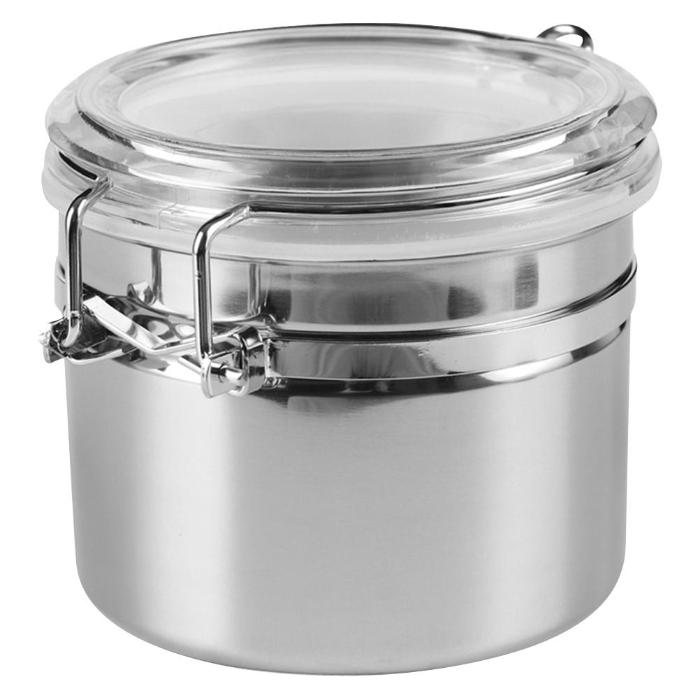 

5 Inches Stainless Steel Airtight Sealed Food Storage Container for Coffee Beans Tea Leaf Flour Biscuit Nuts Kitchen Pantry Tool Size 2