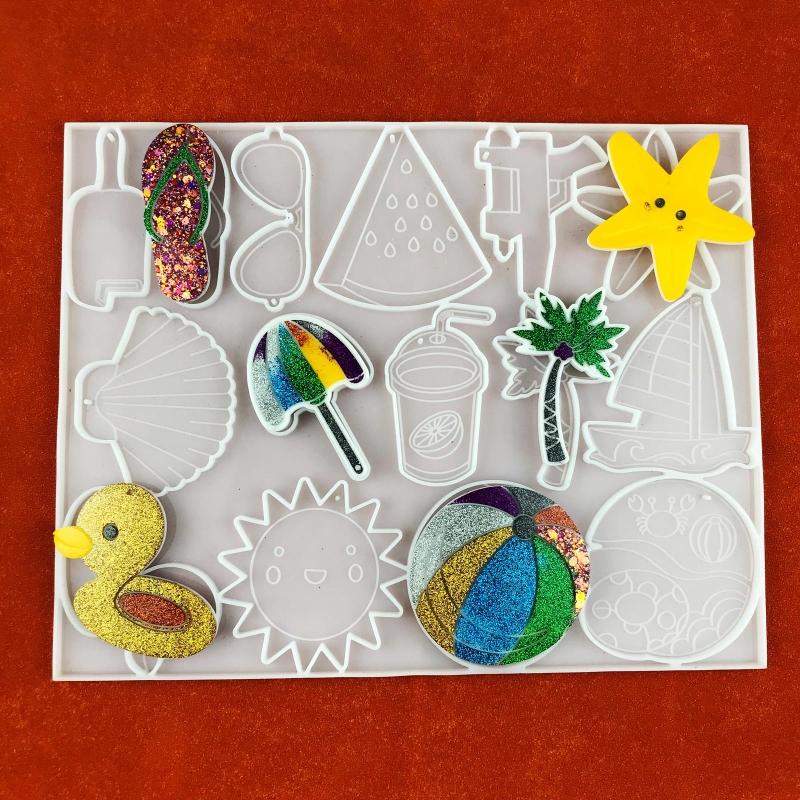 DIY Keychain Pendant Silicone Mold Crystal Epoxy Resin Casting Mould Keychain Pendants Jewelry Making Mold Accessories