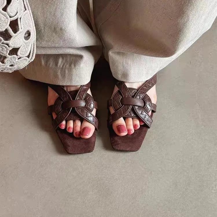 Fashion New Women's Fashion Leather Sandals Summer Woman Roman Shoes Casual Comfort Soft Beach Shoes Female Flat Sandals Size 35-41