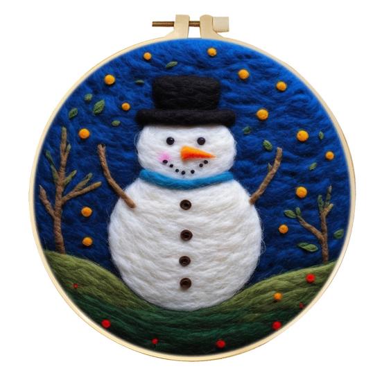 Christmas Needle Felting Kit Holiday Felt Painting Set for Beginners Starter Needle Felting DIY Craft Kit with Pad Needles Wool Decorative Frame