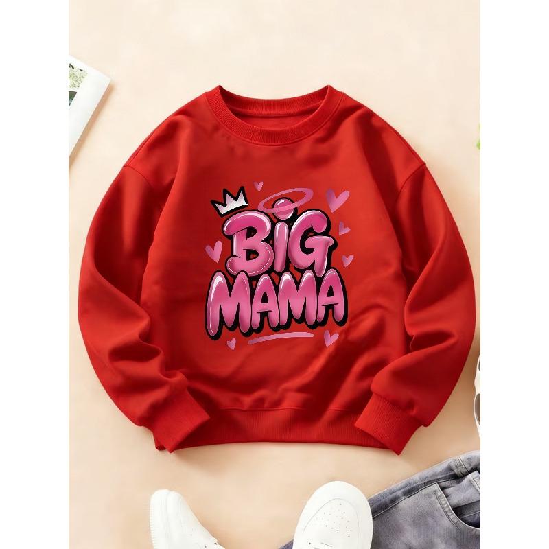Kids Crewneck Sweatshirt,Heart Text Print Long Sleeve Top for Autumn Winter