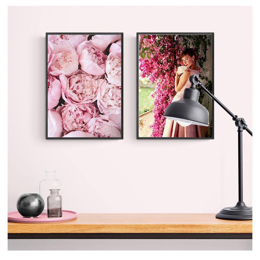City Flower Light Beach Girl Photo Nordic Posters And Prints Wall Pictures For Living Room Decor Wall Art Canvas Painting Pink
