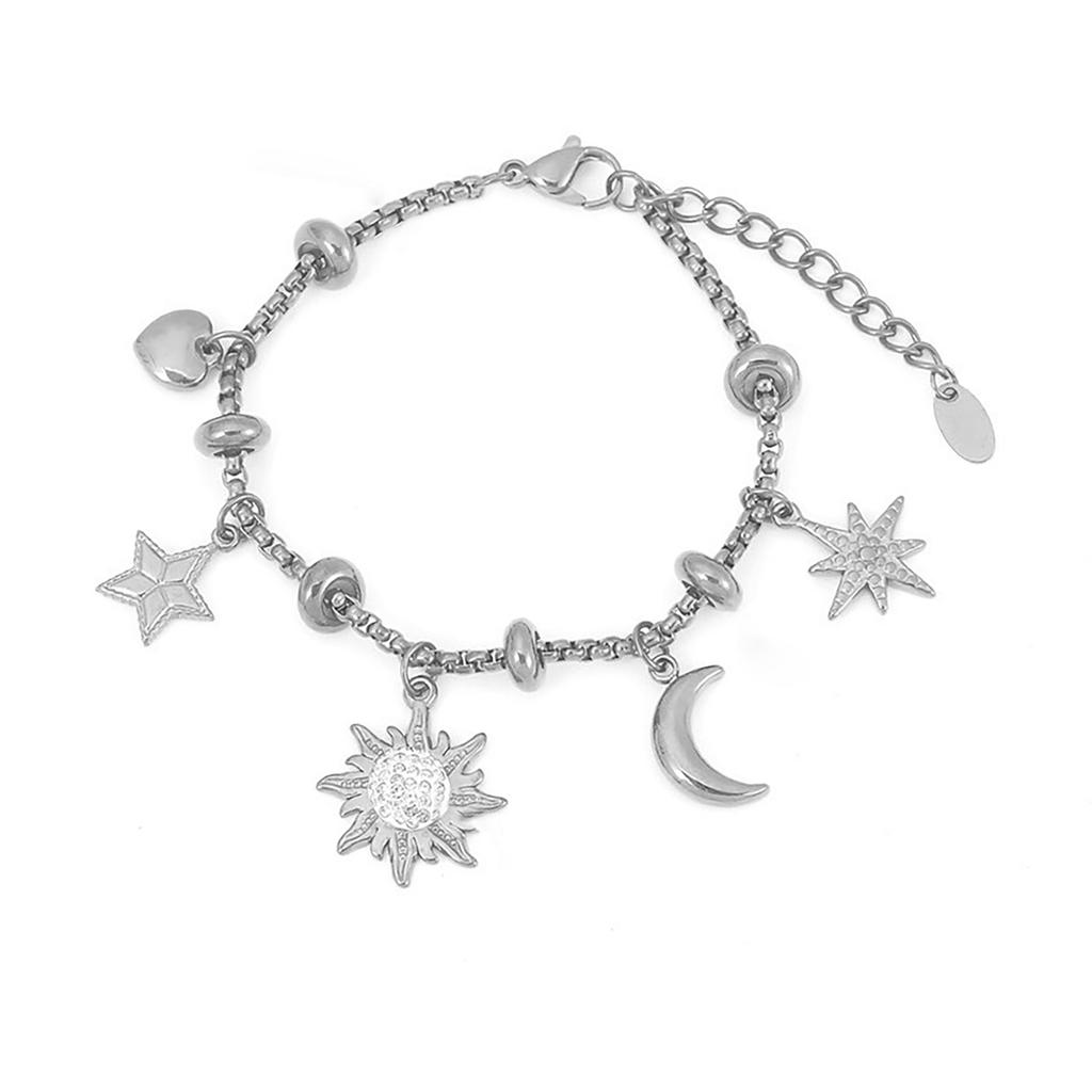 Zartes Kettchen-Armband mit Kreuzen, Schmuck, schickes Strass-Inlay, Anhänger-Armband mit verstellbarer Kette für Damen