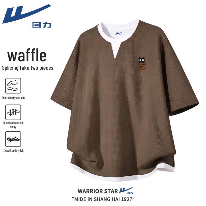 Warrior Men s Waffle Knit Short Sleeve T-Shirt with Cat Print L