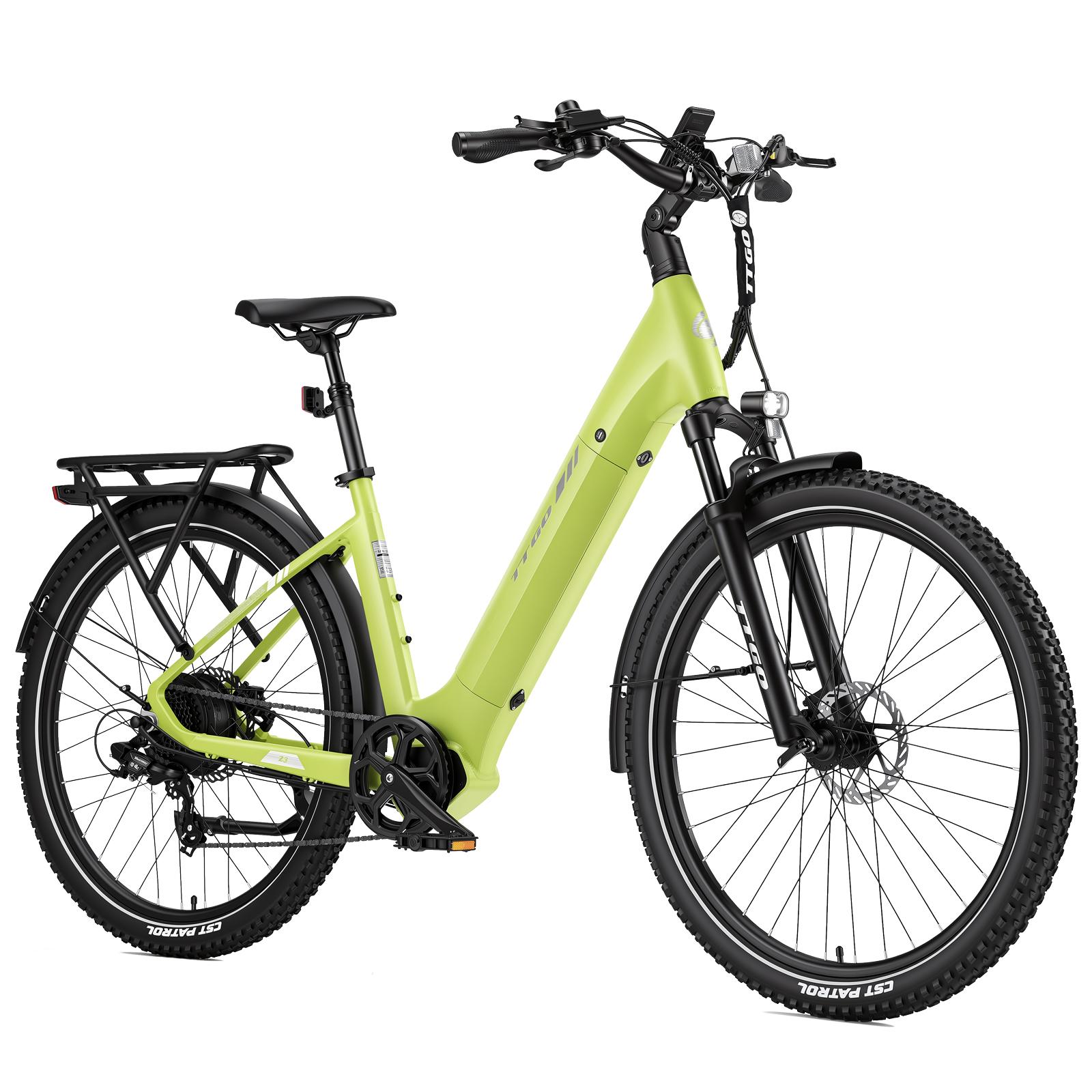 TTGO Z3 Elektrische Fiets 48V / 15Ah Verwijderbare Batterij 25 km/u Snelheid 120 km Actieradius 125 kg Maximale Laadcapaciteit groen