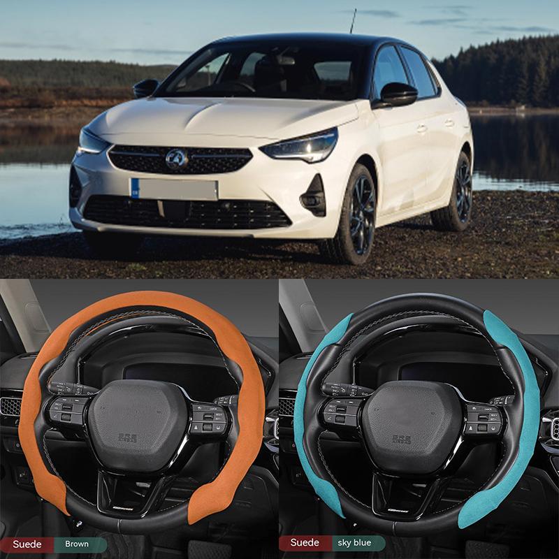 

For Vauxhal Carbon Fiber Look Universal Car Steering Wheel Cover Non-Slip Auto Interior Decoration car Suede Black A