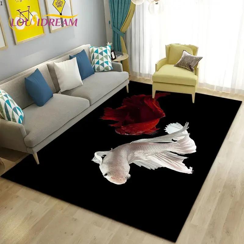 3D Balık Altın Arowana Betta Balık Alan Kilim, Oturma Odası Yatak Odası Kanepe Paspas Dekor için Halı Kilim, Çocuk Oyun kaymaz Zemin Mat