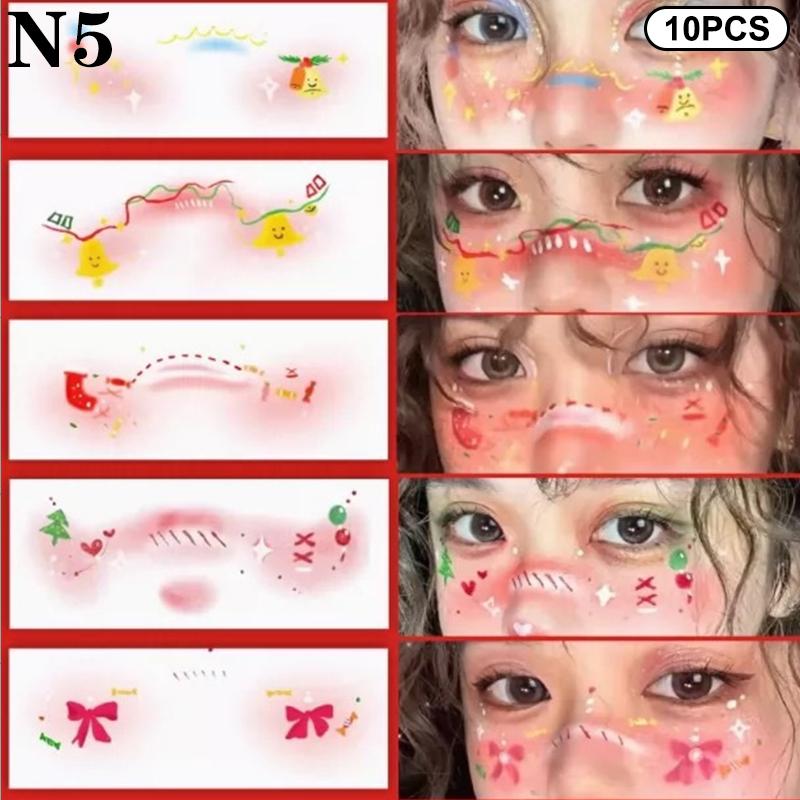 Christmas Face Sticker Corner Of Eyes Sticker Temporary Tattoos Body Art Party Self Adhesive Love Creative Cute Colorful Sweet