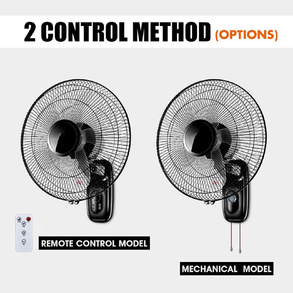 Ventilador Elétrico de 5 Pás Resfriador de Ar Ventiladores Multifuncionais Ventilador Elétrico Doméstico 16 polegadas Pendurar na Parede Montado na Parede Preto