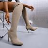Fashion Super Heel Pointed Toe Stretch Cloth Breathable Sleeve Non-Slip Wear-Resistant Over-the-Knee Tall