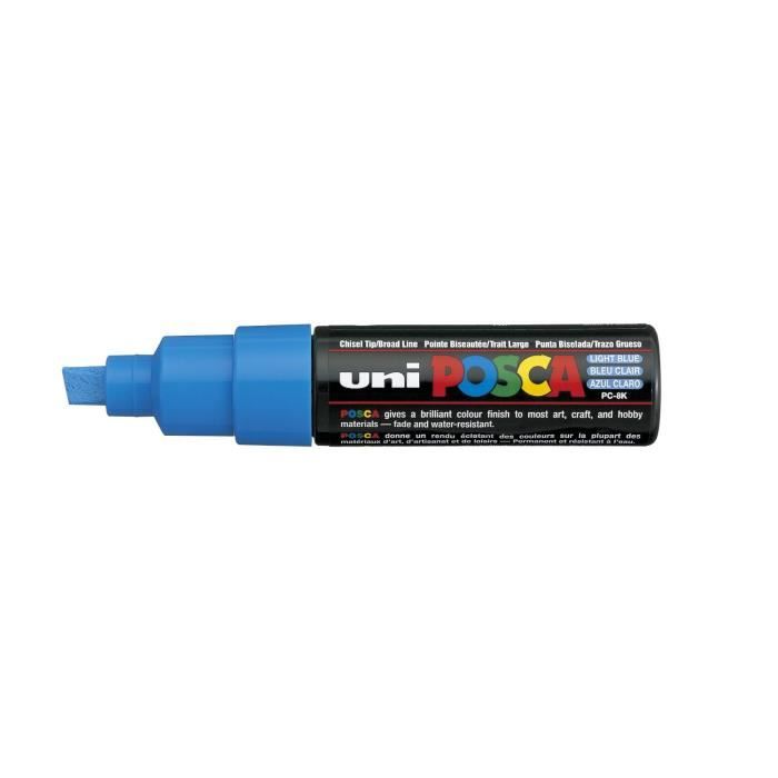 Marqueur - UNIBALL - POSCA PC8K - Pointe large biseautée - 8mm - Bleu Clair