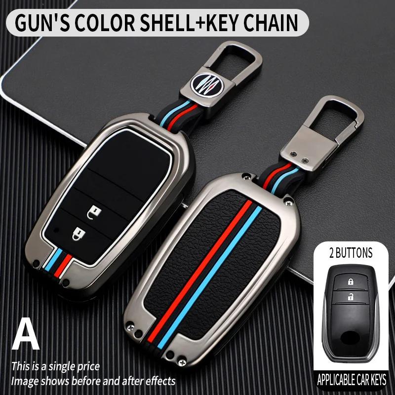 Zinc Alloy Car Key Case Cover for Toyota RAV4 Highland Coralla Hilux Fortuner Land Cruiser Camry Crown Keychain Accessories