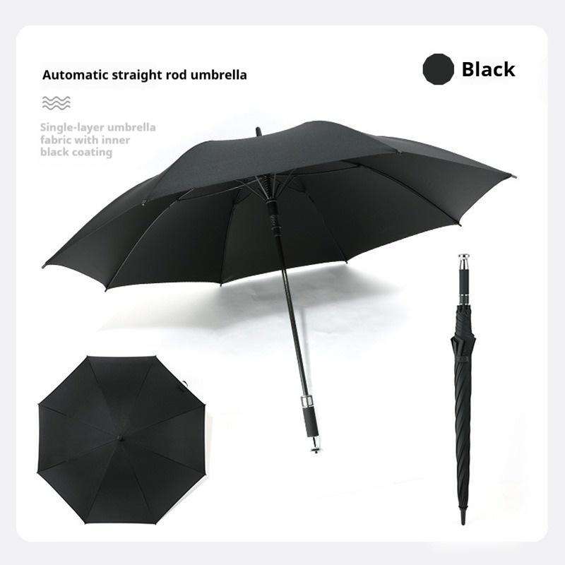 Double oversized silver plated golf umbrella, full fiber long handle straight pole umbrella