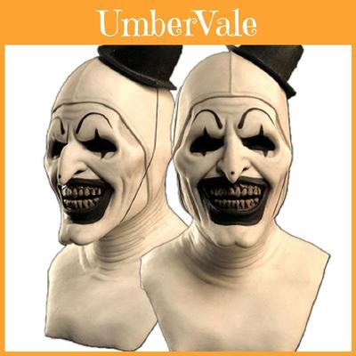 Scary Halloween Clown Mask Headpiece For Cosplay And Parties Terrifying White Latex