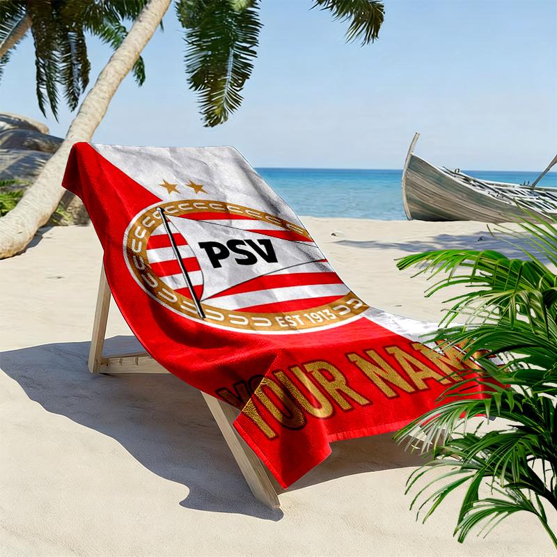 Custom Name PSV Eindhoven Print Beach Towel, Large Soft Quick Dry Towel for Beach Camping Swimming