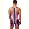 Mens Striped Wrestling Singlet Sleeveless Slim Fit Bodybuilding Gym Sports Bodysuit Romper