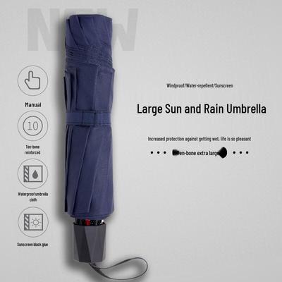 Foldable 10-Rib Double-Person UV All-Weather Umbrella