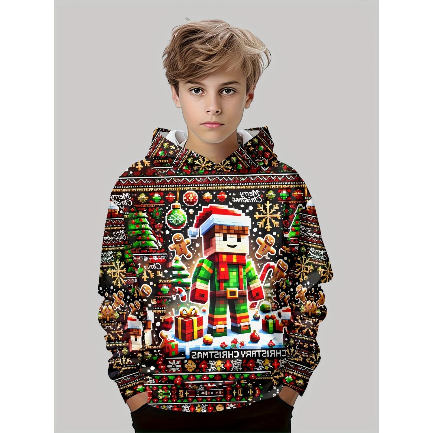 

Christmas Cute Cartoon Printed Hoodie Sportswear Fashion Party Long Sleeve Hoodie Girls Comfortable Hoodie Children s Clothing 13-14Y