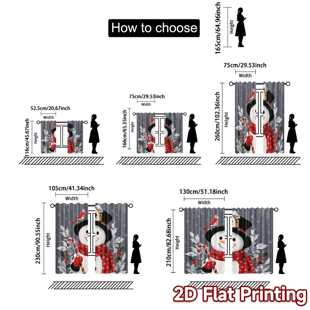 2D Flachdruck, JIT 2 Stück, Vorhänge (Ohne Stange) Festlicher Schneemann (2) Moderne Vorhänge Polyestervorhänge Heimdekoration Geeignet für
